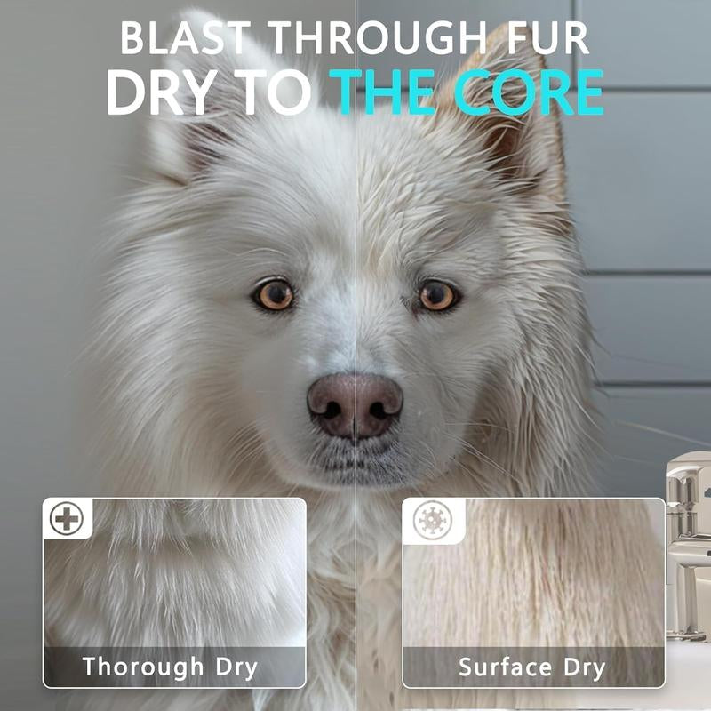 High Velocity Hair Dryer 5.2HP/ 3800W Professional Dogs Blower Dryer, Adjustable Temperature and Speed Pet Dryers with 4 Nozzles and a Comb, Black